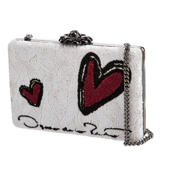 Oscar de La Renta Sequin Heart Crossbody Clutch - Picture 2 of 5